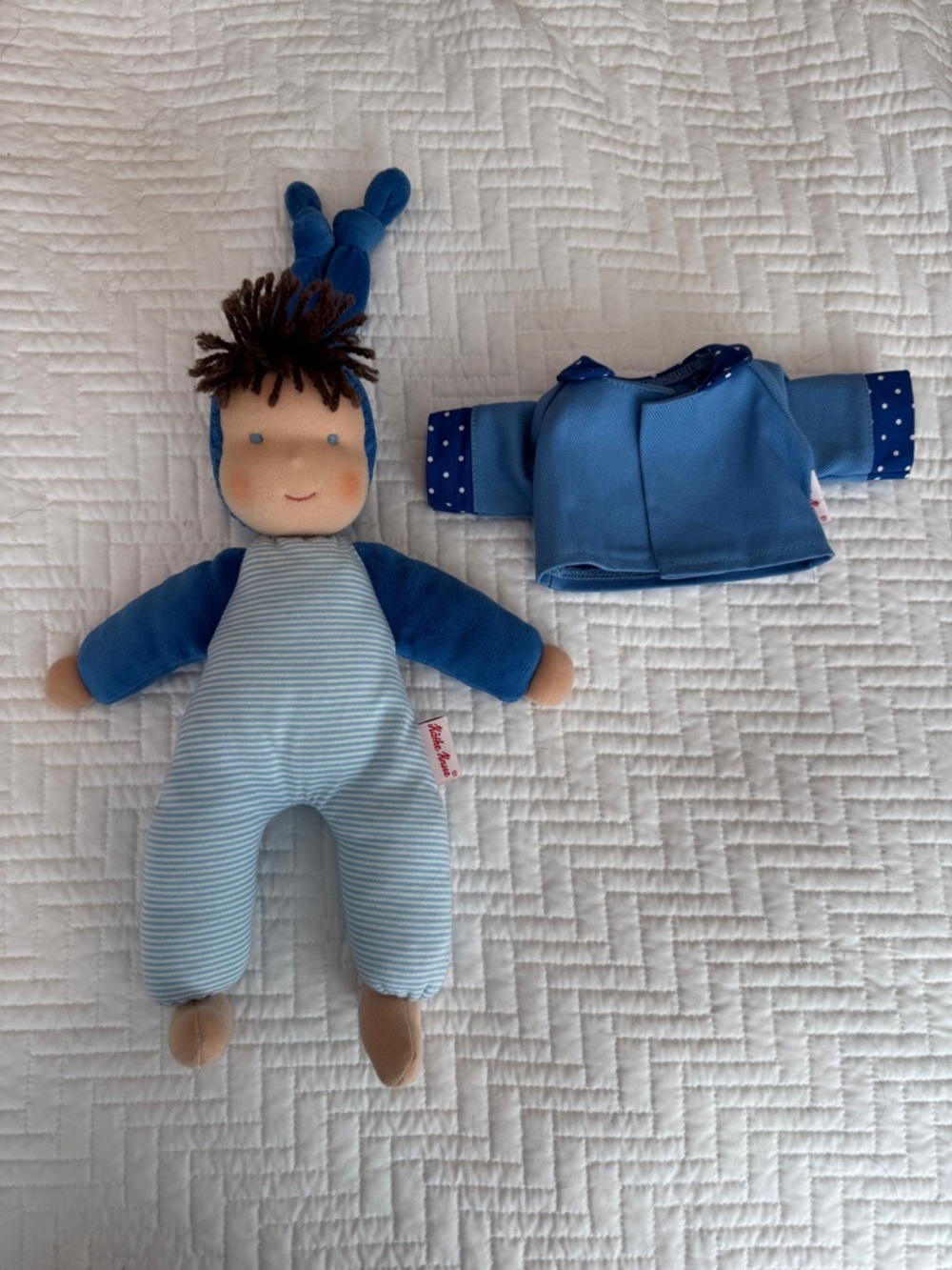 Kathe Kruse Blue Soft Cloth Baby Doll with Jacket - Plush Kids Toy - Picture 6 of 9